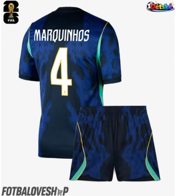 Brazílie Marquinhos #4 Dětské Venkovní Dres MS 2026 Krátký Rukáv (+ trenýrky)